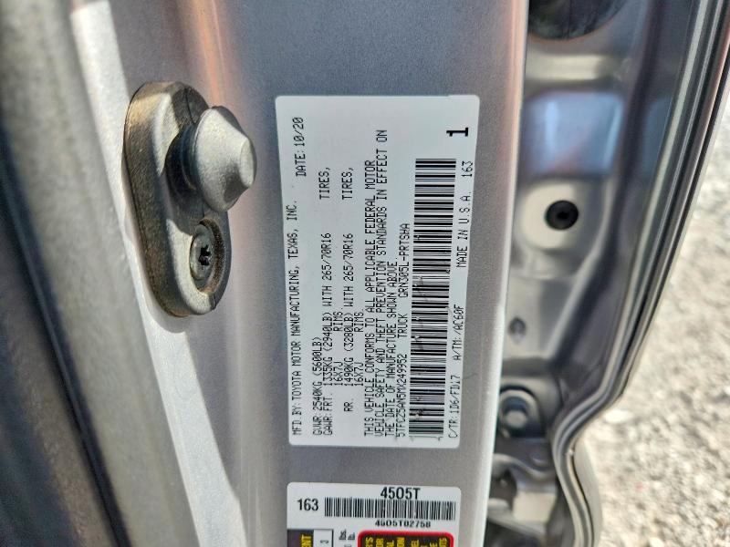 2021 Toyota Tacoma მანქანა იყიდება აუქციონზე, vin: 5TFCZ5AN5MX249952, აუქციონის ნომერი: 70731596
