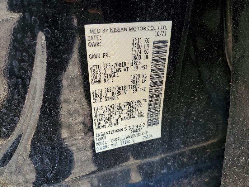 Продаж на аукціоні авто 2021 Nissan Titan, vin: 1N6AA1EDXMN532347, номер лоту: 68339486
