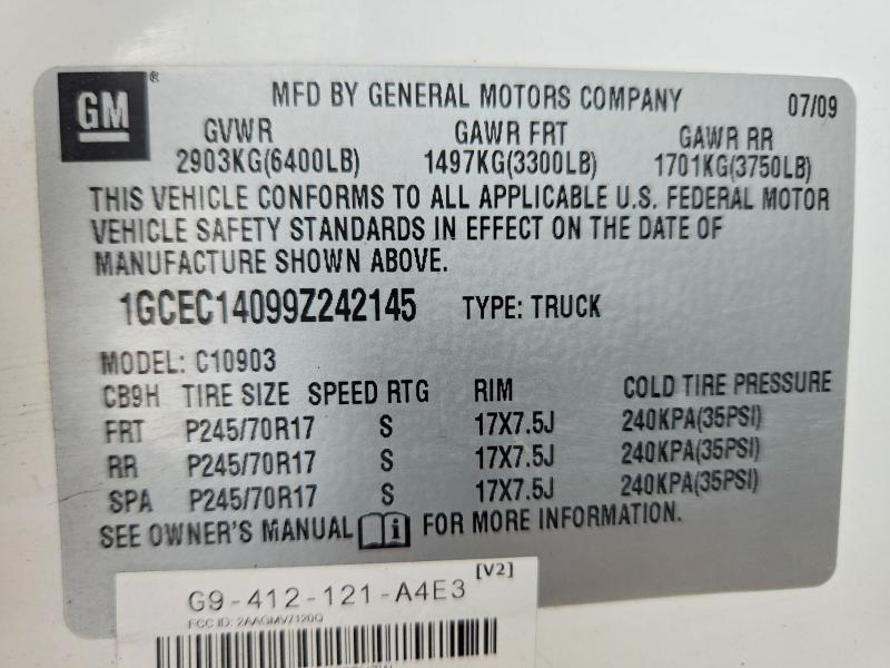 Aukcja sprzedaży 2009 Chevrolet Silverado, vin: 1GCEC14099Z242145, numer aukcji: 68209216