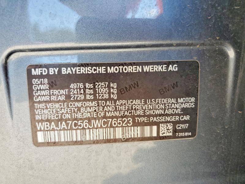 68083796 :رقم المزاد ، WBAJA7C56JWC76523 vin ، 2018 Bmw 530 مزاد بيع