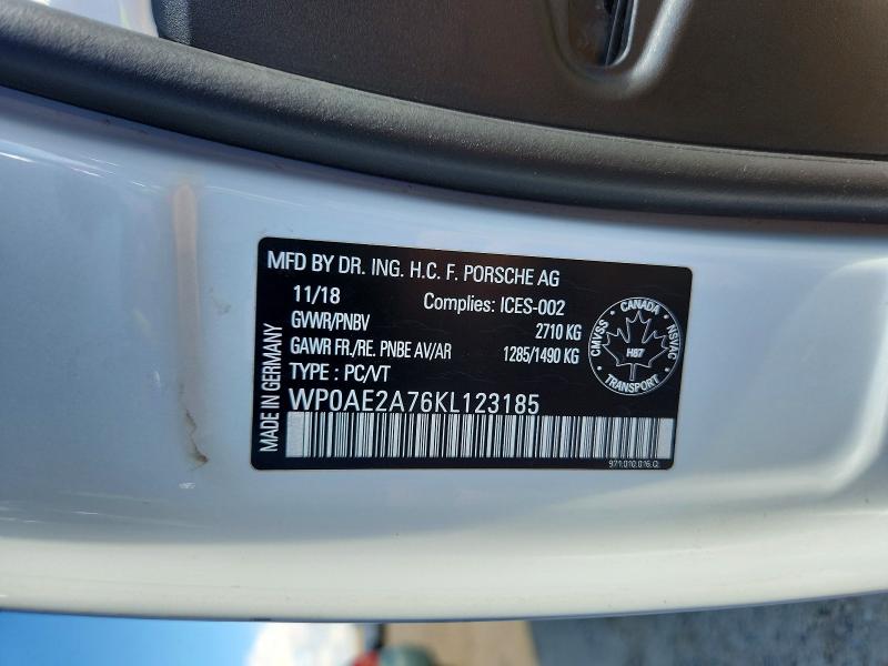 Продажа на аукционе авто 2019 Porsche Panamera, vin: WP0AE2A76KL123185, номер лота: 68790576