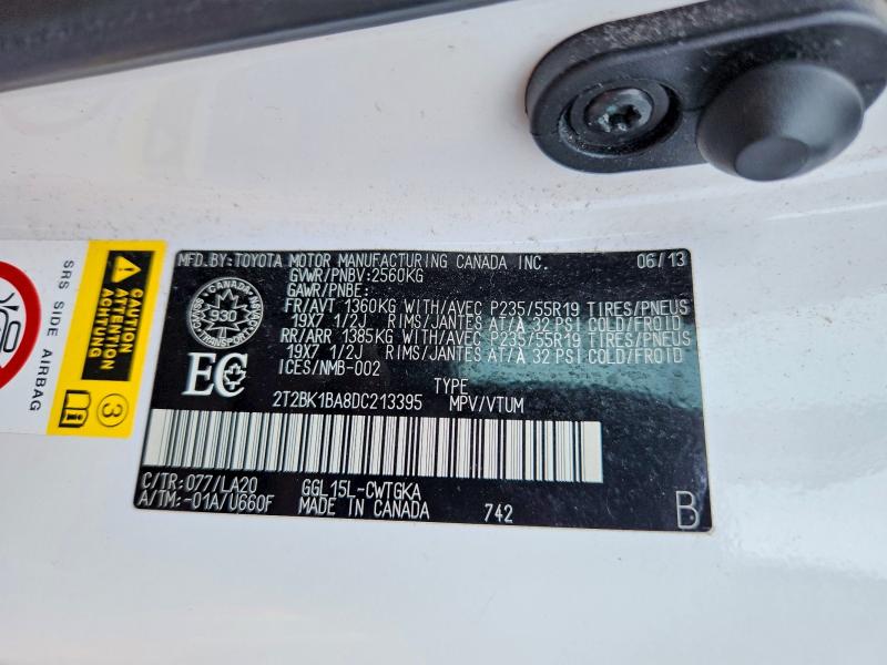 68620076 :رقم المزاد ، 2T2BK1BA8DC213395 vin ، 2013 Lexus Rx 350 مزاد بيع