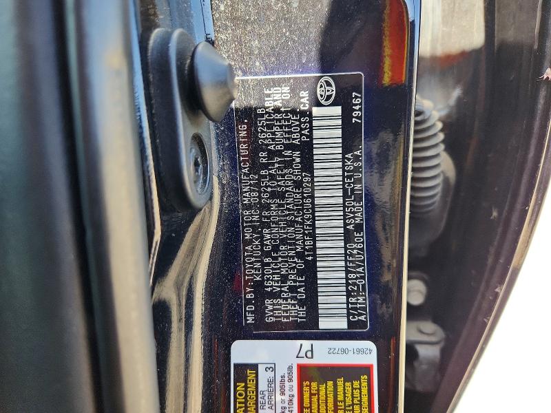 Aukcja sprzedaży 2012 Toyota Camry, vin: 4T1BF1FK9CU610297, numer aukcji: 69249646