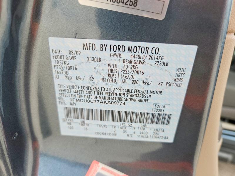 Aukcja sprzedaży 2010 Ford Escape, vin: 1FMCU0C77AKA09774, numer aukcji: 71083526