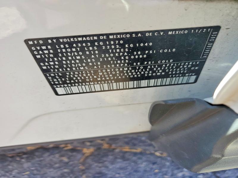 Продажа на аукционе авто 2022 Volkswagen Taos, vin: 3VVRX7B26NM040258, номер лота: 67370306