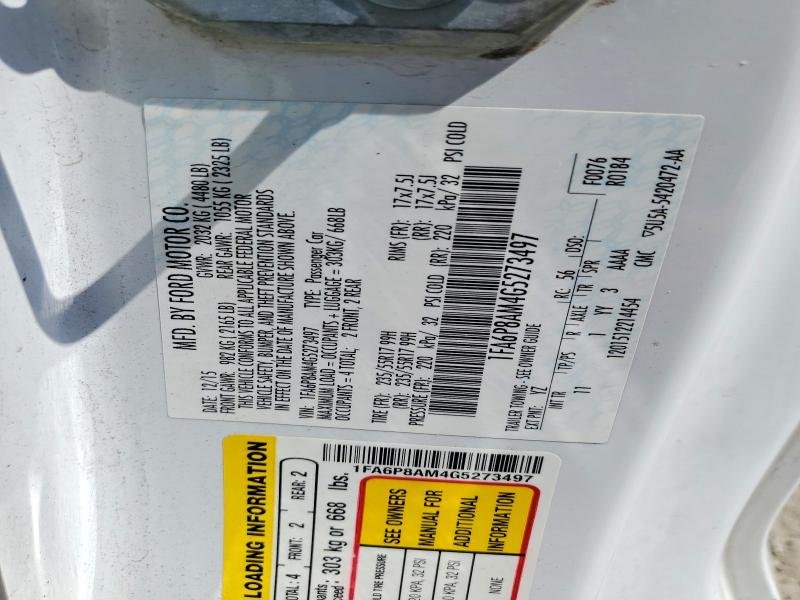 67386076 :رقم المزاد ، 1FA6P8AM4G5273497 vin ، 2016 Ford Mustang مزاد بيع
