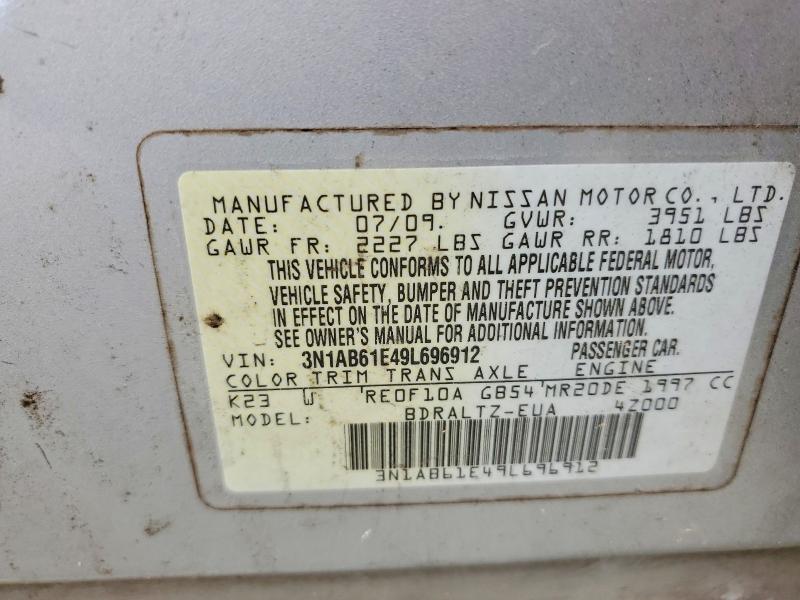 Aukcja sprzedaży 2009 Nissan Sentra, vin: 3N1AB61E49L696912, numer aukcji: 69367056