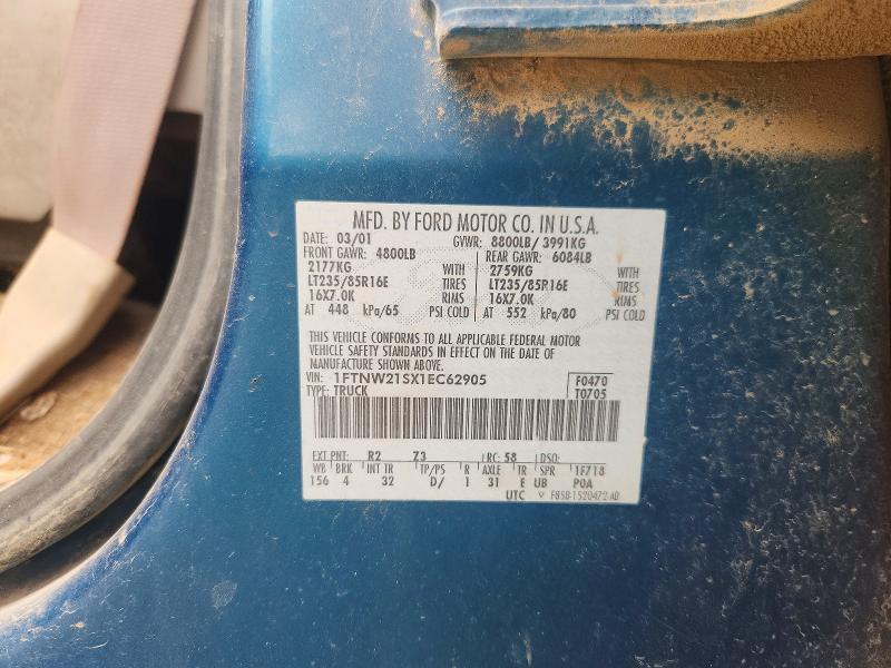 Продаж на аукціоні авто 2001 Ford F250, vin: 1FTNW21SX1EC62905, номер лоту: 69143166
