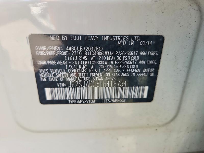 Aukcja sprzedaży 2015 Subaru Forester, vin: JF2SJADC5FH415794, numer aukcji: 67784686