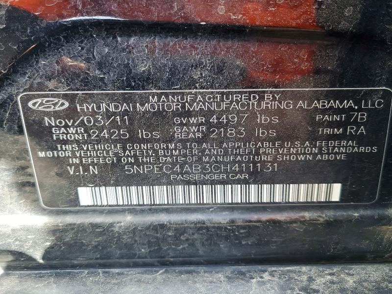 69015416 :رقم المزاد ، 5NPEC4AB3CH411131 vin ، 2012 Hyundai Sonata مزاد بيع