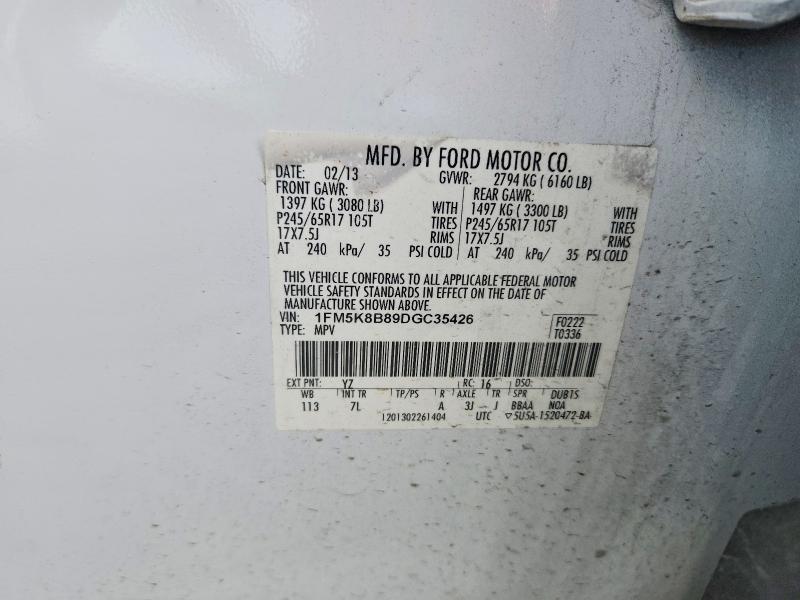 2013 Ford Explorer მანქანა იყიდება აუქციონზე, vin: 1FM5K8B89DGC35426, აუქციონის ნომერი: 70094516