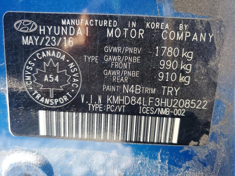 Aukcja sprzedaży 2017 Hyundai Elantra, vin: KMHD84LF3HU208522, numer aukcji: 68160206