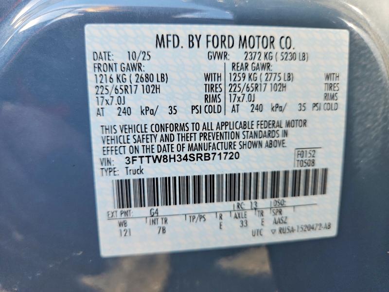 Продаж на аукціоні авто 2025 Ford Maverick, vin: 3FTTW8H34SRB71720, номер лоту: 68070966