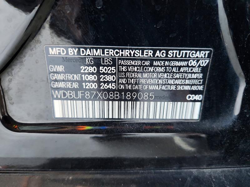 2008 Mercedes-benz E მანქანა იყიდება აუქციონზე, vin: WDBUF87X08B189085, აუქციონის ნომერი: 68728376