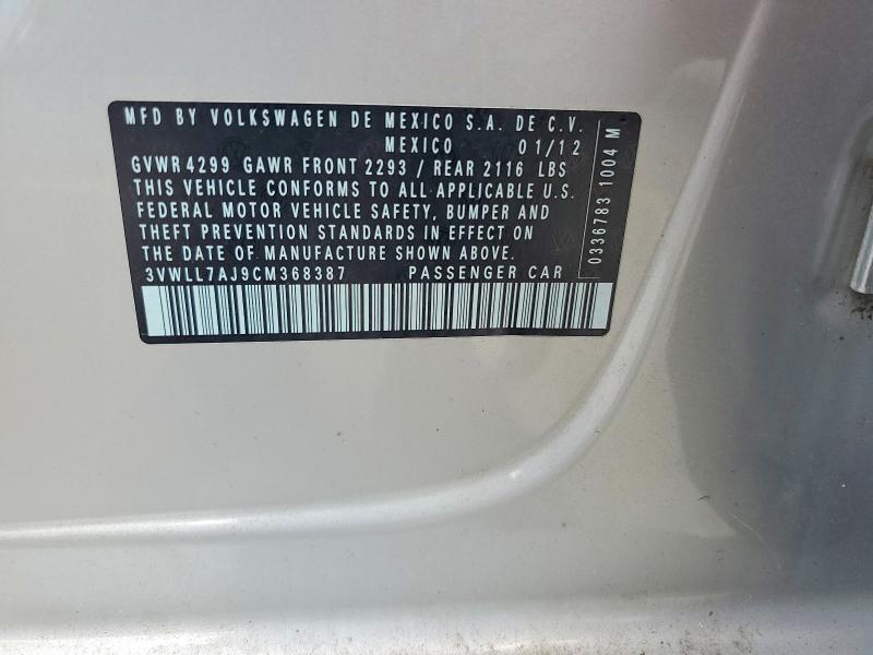67010146 :رقم المزاد ، 3VWLL7AJ9CM368387 vin ، 2012 Volkswagen Jetta مزاد بيع