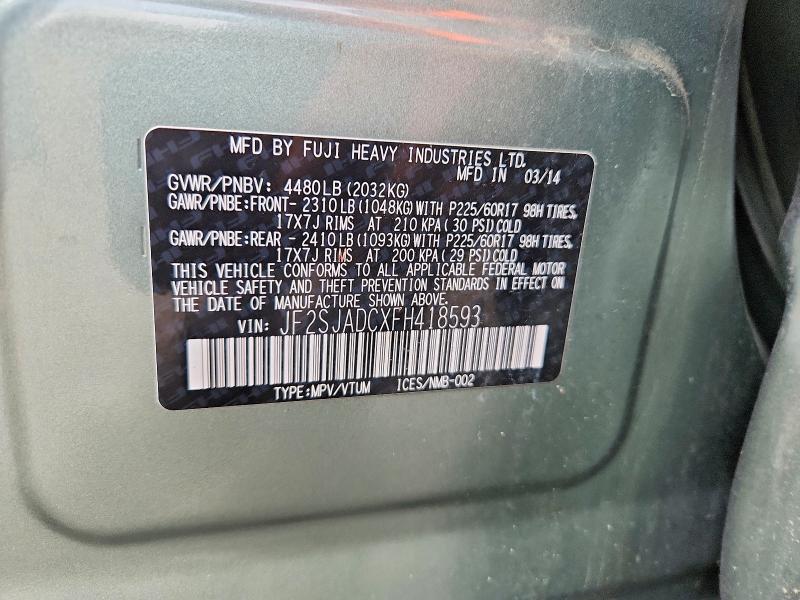 69806966 :رقم المزاد ، JF2SJADCXFH418593 vin ، 2015 Subaru Forester مزاد بيع