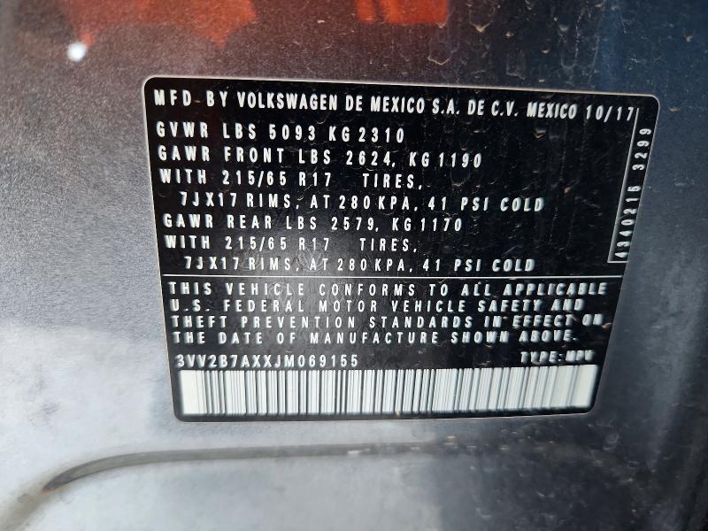 Продажа на аукционе авто 2018 Volkswagen Tiguan, vin: 3VV2B7AXXJM069155, номер лота: 70847336