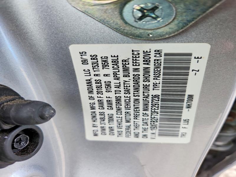 70457546 :رقم المزاد ، 19XFB2F73FE297236 vin ، 2015 Honda Civic مزاد بيع