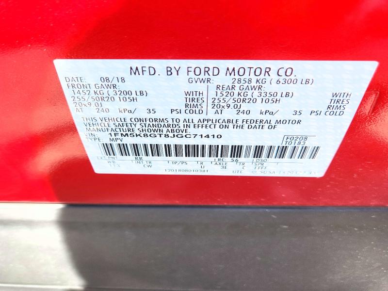 Aukcja sprzedaży 2018 Ford Explorer, vin: 1FM5K8GT8JGC71410, numer aukcji: 70534356
