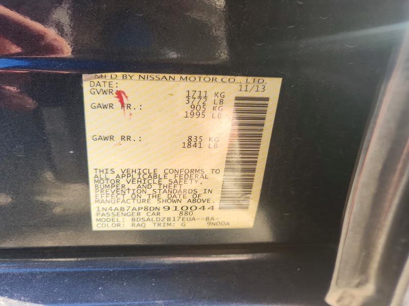70478046 :رقم المزاد ، 1N4AB7AP8DN910044 vin ، 2013 Nissan Sentra مزاد بيع