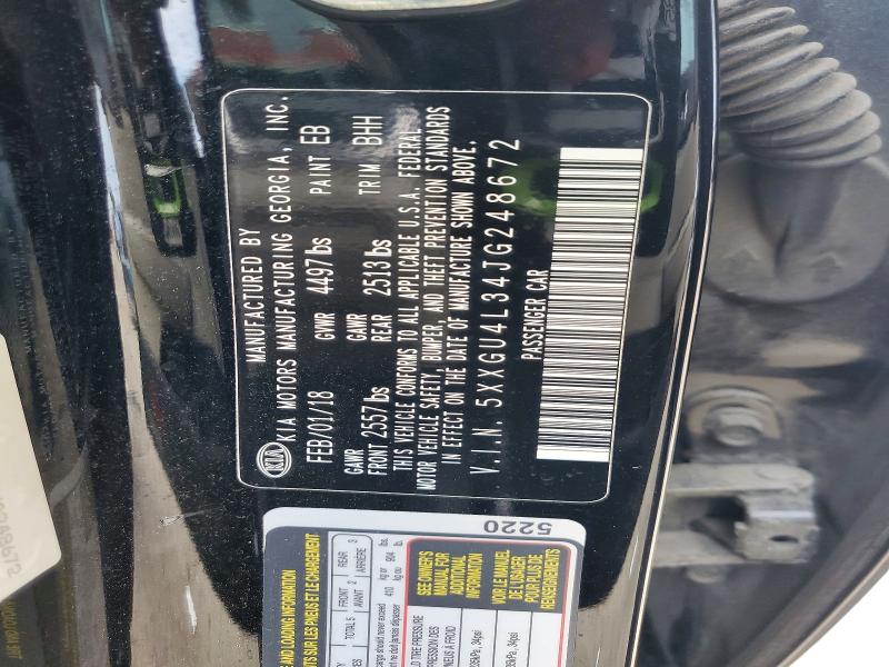 67339466 :رقم المزاد ، 5XXGU4L34JG248672 vin ، 2018 Kia Optima مزاد بيع