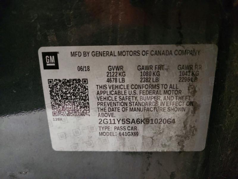 Продаж на аукціоні авто 2019 Chevrolet Impala, vin: 2G11Y5SA6K9102064, номер лоту: 69247896