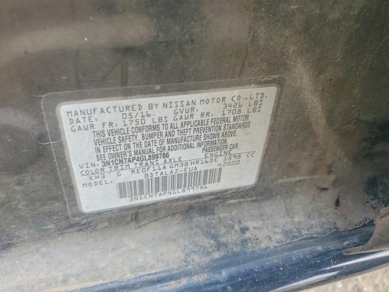 Aukcja sprzedaży 2016 Nissan Versa, vin: 3N1CN7AP4GL899786, numer aukcji: 69452616