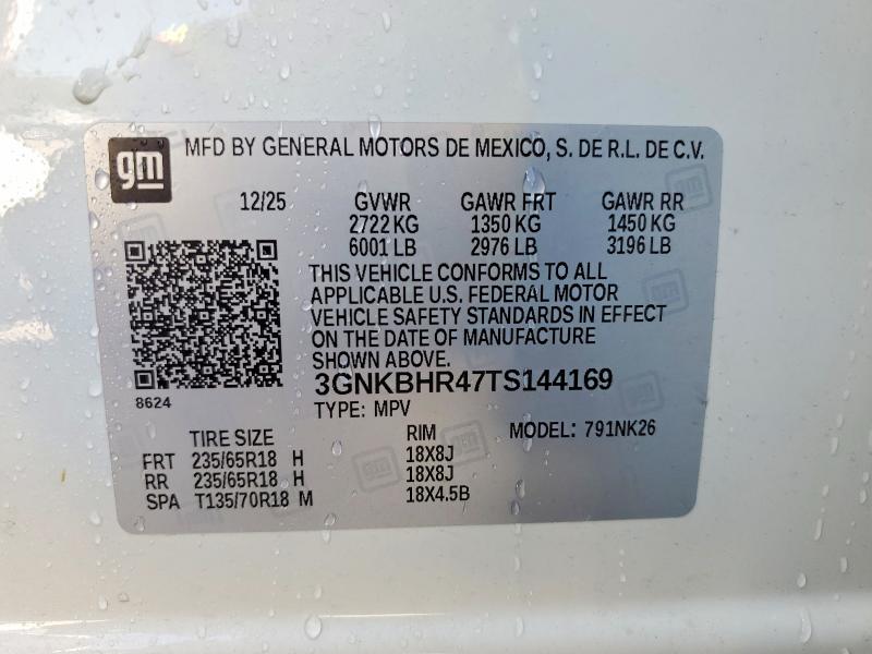 70709856 :رقم المزاد ، 3GNKBHR47TS144169 vin ، 2026 Chevrolet Blazer مزاد بيع