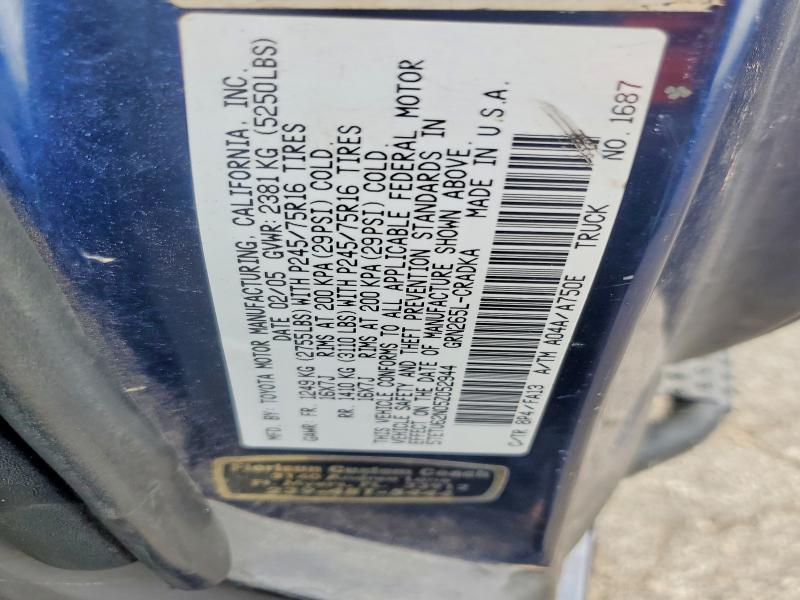 2005 Toyota Tacoma მანქანა იყიდება აუქციონზე, vin: 5TETU62N05Z052944, აუქციონის ნომერი: 67349936