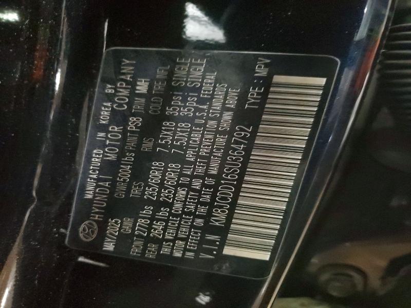 70298476 :رقم المزاد ، KM8JCDD16SU364792 vin ، 2025 Hyundai Tucson مزاد بيع