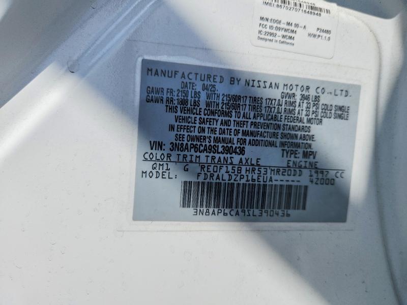 Aukcja sprzedaży 2025 Nissan Kicks, vin: 3N8AP6CA9SL390436, numer aukcji: 69786946