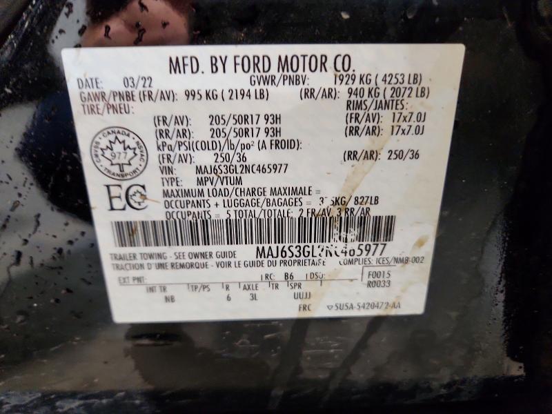 2022 Ford Ecosport მანქანა იყიდება აუქციონზე, vin: MAJ6S3GL2NC465977, აუქციონის ნომერი: 68671716
