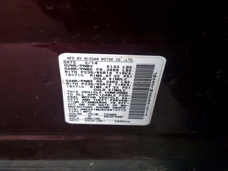 Aukcja sprzedaży 2014 Nissan Murano, vin: JN8AZ1MU6EW410713, numer aukcji: 67395106