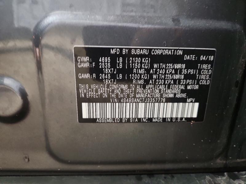 Aukcja sprzedaży 2018 Subaru Outback, vin: 4S4BSANC7J3357778, numer aukcji: 68664316