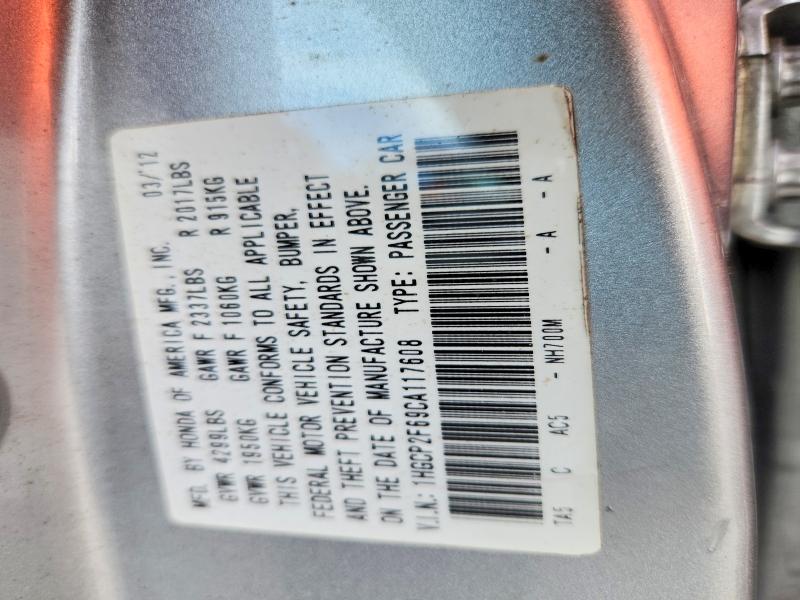 67491256 :رقم المزاد ، 1HGCP2F69CA117608 vin ، 2012 Honda Accord مزاد بيع