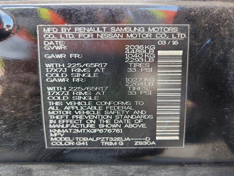 2016 Nissan Rogue მანქანა იყიდება აუქციონზე, vin: KNMAT2MTXGP676761, აუქციონის ნომერი: 69396236