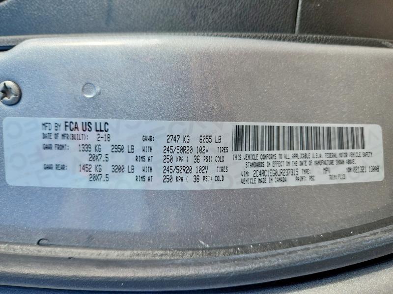 Aukcja sprzedaży 2018 Chrysler Pacifica, vin: 2C4RC1EG0JR237315, numer aukcji: 68058556