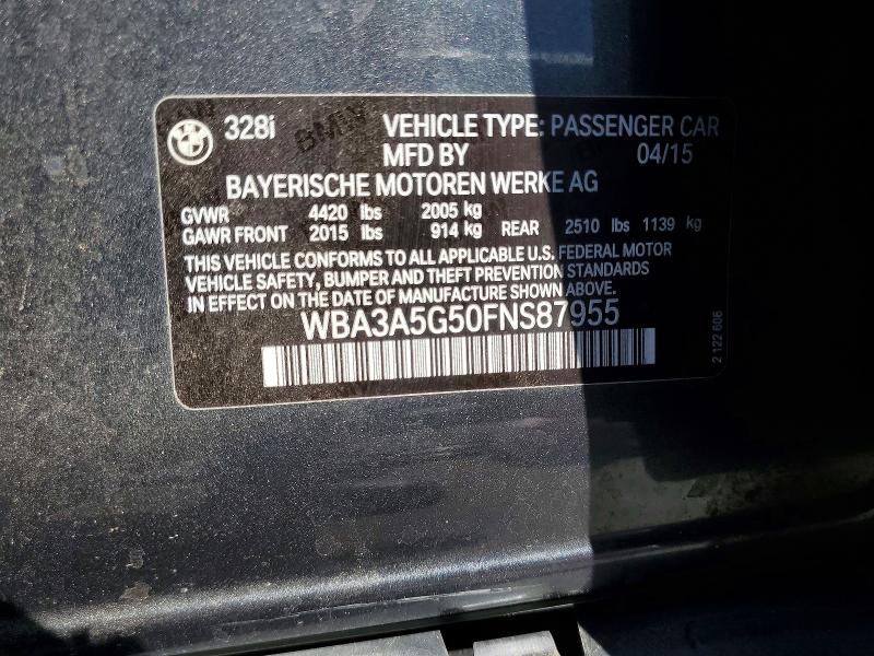 Aukcja sprzedaży 2015 Bmw 328, vin: WBA3A5G50FNS87955, numer aukcji: 69357086