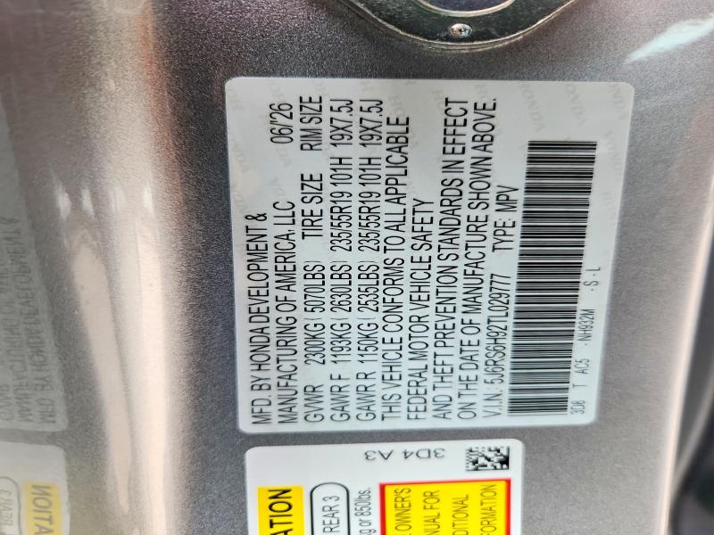 Продаж на аукціоні авто 2026 Honda Cr-v, vin: 5J6RS6H92TL029777, номер лоту: 69283756