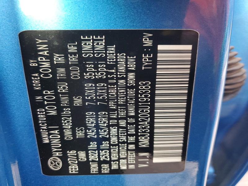 69372686 :رقم المزاد ، KM8J33A20GU195383 vin ، 2016 Hyundai Tucson مزاد بيع