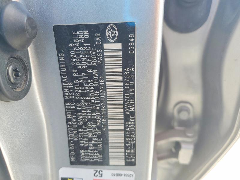 Продаж на аукціоні авто 2018 Toyota Camry, vin: 4T1B11HK7JU077164, номер лоту: 69786676