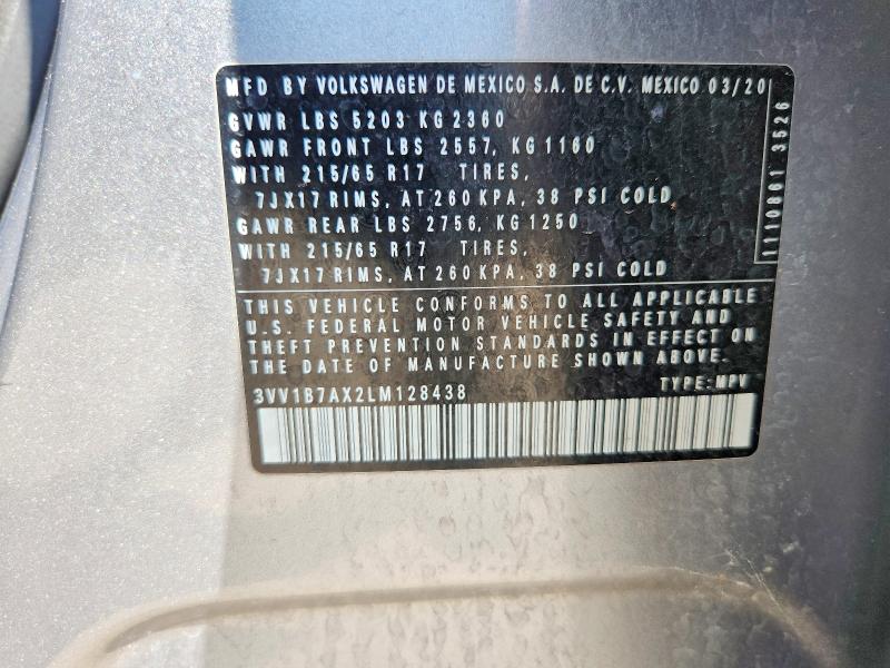 Aukcja sprzedaży 2020 Volkswagen Tiguan, vin: 3VV1B7AX2LM128438, numer aukcji: 67029626