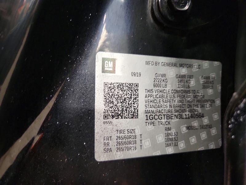 2020 Chevrolet Colorado მანქანა იყიდება აუქციონზე, vin: 1GCGTBEN3L1140564, აუქციონის ნომერი: 70895786