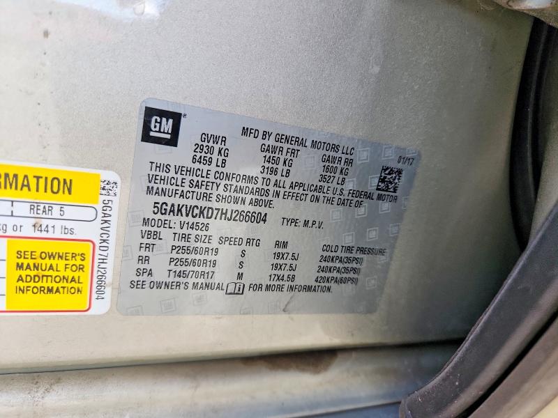 2017 Buick Enclave მანქანა იყიდება აუქციონზე, vin: 5GAKVCKD7HJ266604, აუქციონის ნომერი: 67842916