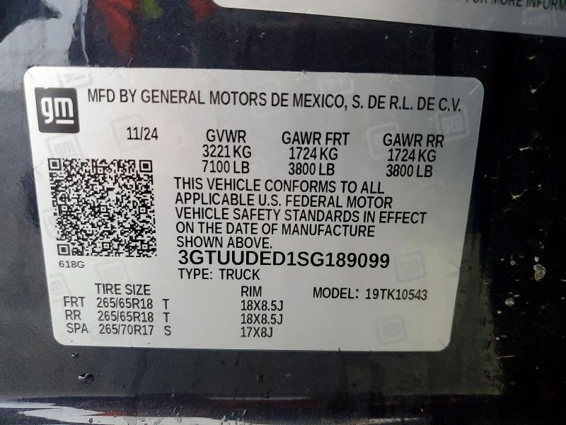 69705366 :رقم المزاد ، 3GTUUDED1SG189099 vin ، 2025 Gmc Sierra مزاد بيع
