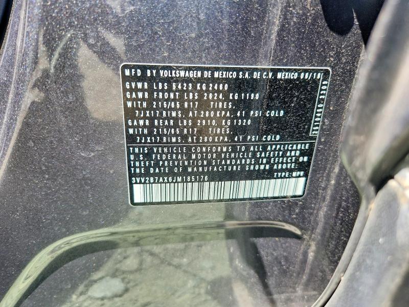 67516656 :رقم المزاد ، 3VV2B7AX6JM185176 vin ، 2018 Volkswagen Tiguan مزاد بيع