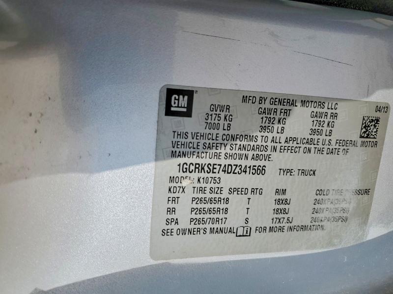 69915846 :رقم المزاد ، 1GCRKSE74DZ341566 vin ، 2013 Chevrolet Silverado مزاد بيع