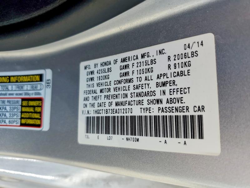 71029886 :رقم المزاد ، 1HGCT1B73EA012070 vin ، 2014 Honda Accord مزاد بيع