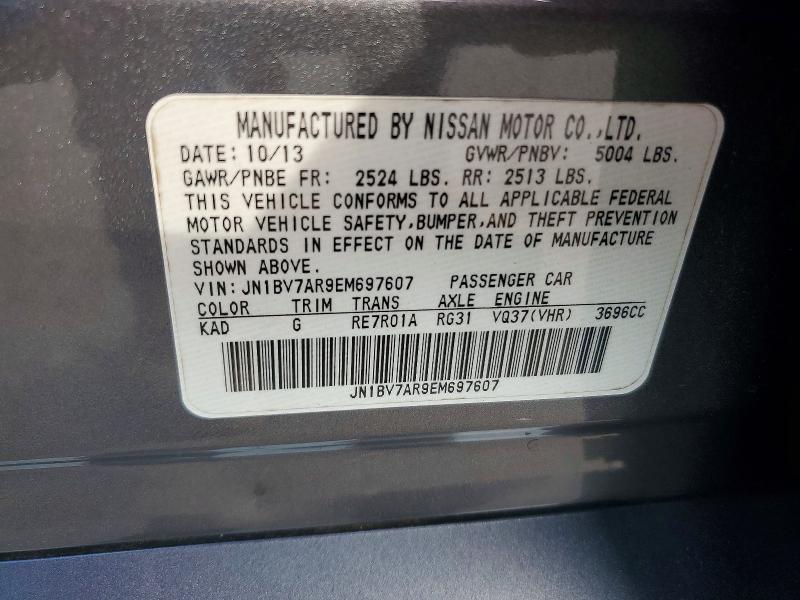 Продаж на аукціоні авто 2014 Infiniti Q50, vin: JN1BV7AR9EM697607, номер лоту: 67728866
