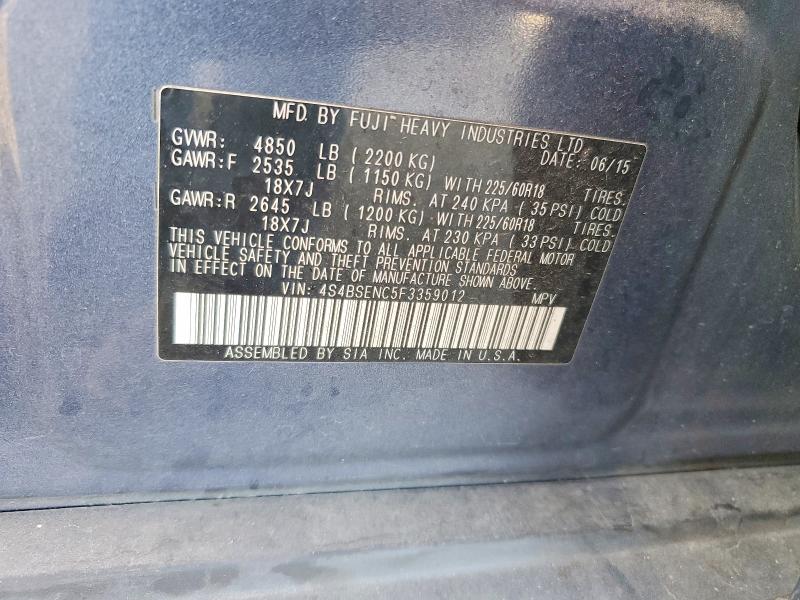 Продажа на аукционе авто 2015 Subaru Outback, vin: 4S4BSENC5F3359012, номер лота: 67698066